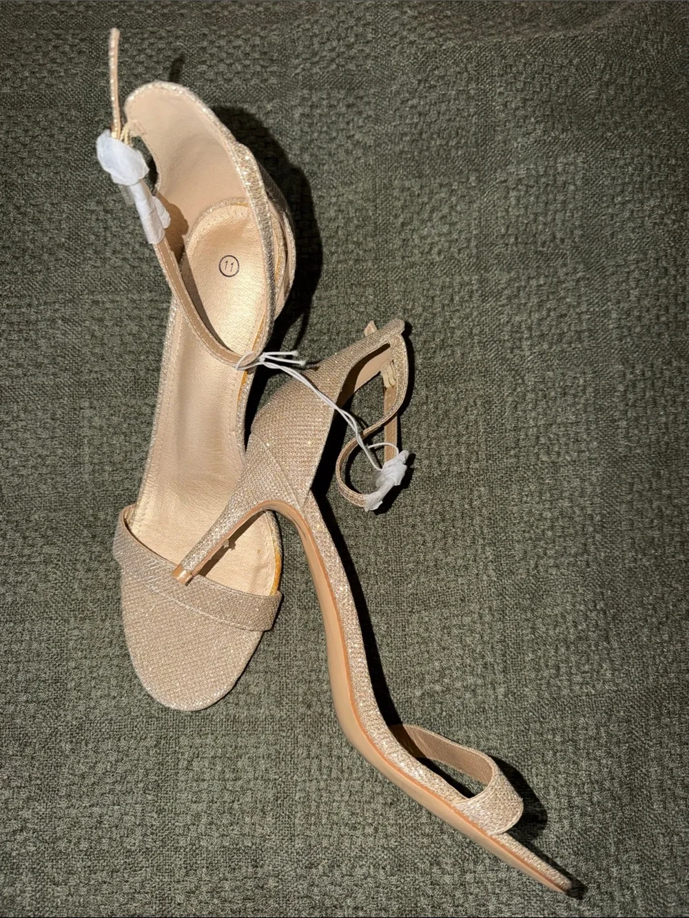 NWOB Glam Nude Glitter Ankle-Strap Stiletto Heels